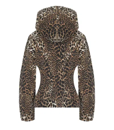 Ganni Fitted Organic Cotton Animal Print Hoodie In Animal Print