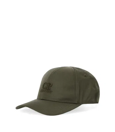 C.p. Company Green Baseball Cap With Logo Embroidered On The Front In Cotton Man