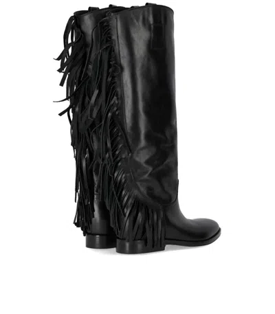 Strategia Black Fringed Boot In Black
