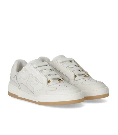 Elisabetta Franchi Ivory Leather Sneaker In Neutral