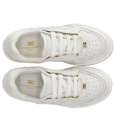 Elisabetta Franchi Ivory Leather Sneaker In Neutral