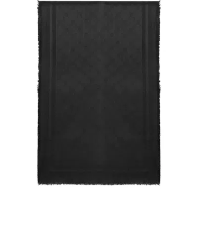 Elisabetta Franchi Monogram-jacquard Frayed Scarf In Black