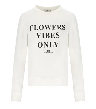 Elisabetta Franchi Ivory Sweatshirt With Logo Lettering