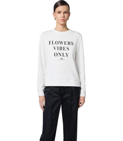 Elisabetta Franchi Ivory Sweatshirt With Logo Lettering