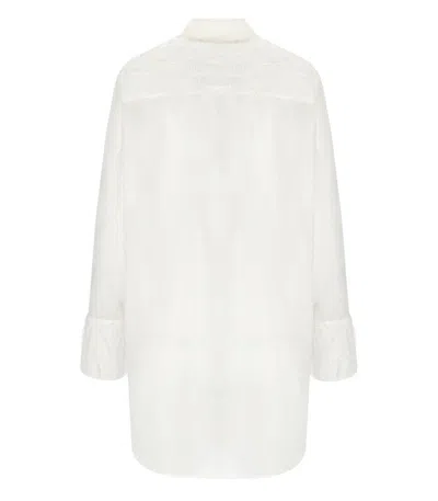 Federica Tosi Embroidered Fringe White Shirt With Leaf Motif In White