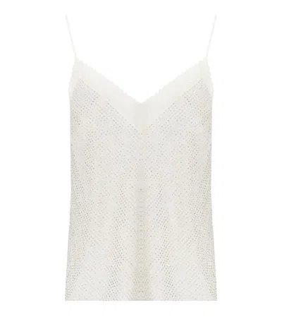 Elisabetta Franchi Ivory Beaded Top In White