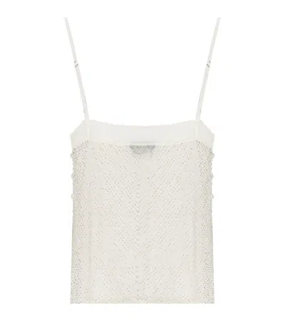 Elisabetta Franchi Ivory Beaded Top In White