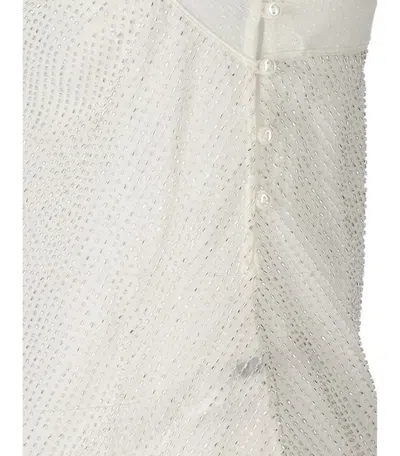 Elisabetta Franchi Ivory Beaded Top In White