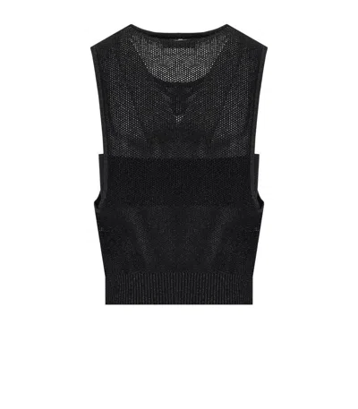 Elisabetta Franchi Sleeveless Sheer Knit Crewneck Sweater
