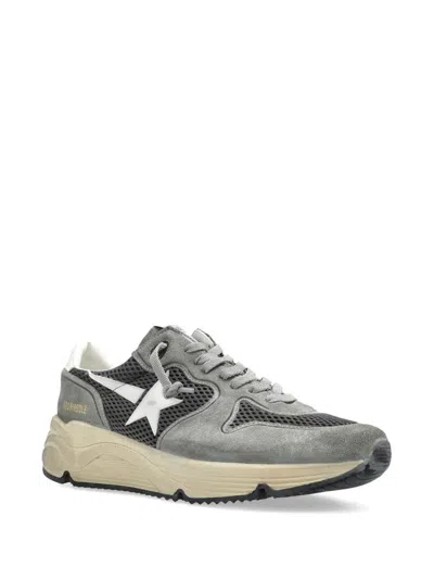 Golden Goose Running Sole In Green Suede With White Leather Star And Heel