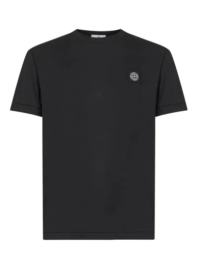 Stone Island Timeless Round Neck T-shirt With Subtle Logo Detail In Black