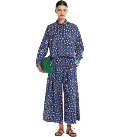 Weekend Max Mara Cotton Long-sleeved Shirt In Blue