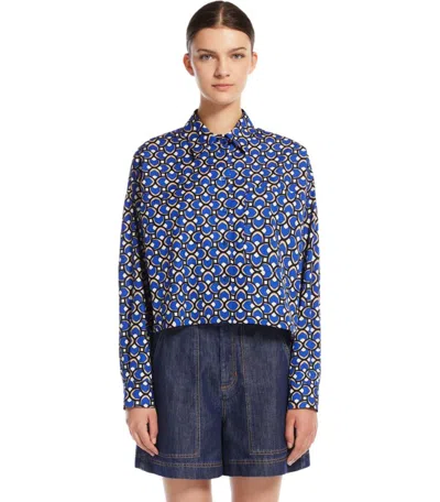 Weekend Max Mara Cotton Long-sleeved Shirt In Blue