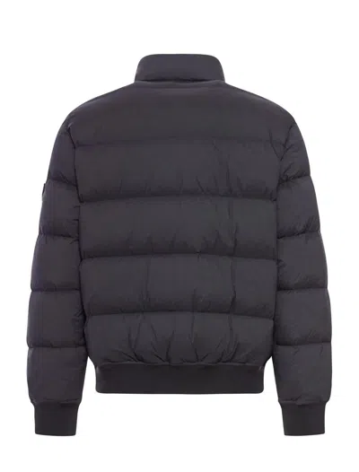 Stone Island Quilted High Collar Bomber Jacket In Black