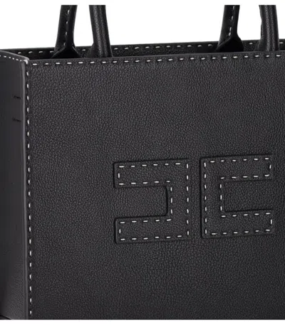 Elisabetta Franchi Borsa Tote Nera Piccola Con Impunture A Contrasto