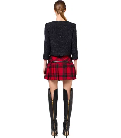 Elisabetta Franchi Cropped Tweed Jacket In Black