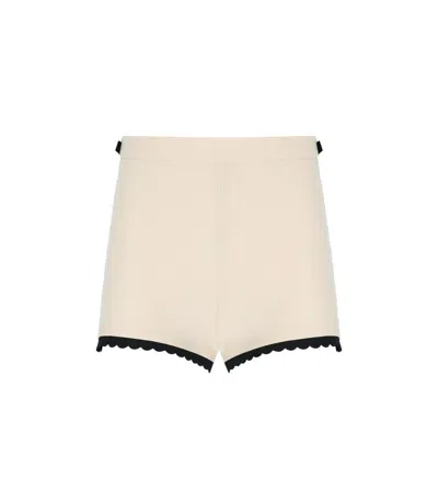 Elisabetta Franchi Multicolor High-waisted Shorts With Scalloped Hem In Neutral