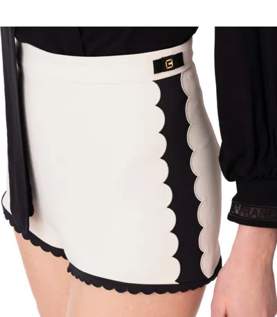 Elisabetta Franchi Multicolor High-waisted Shorts With Scalloped Hem In Neutral