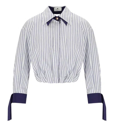 Elisabetta Franchi Oltremare Striped Cropped Shirt