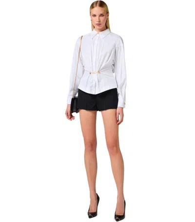 Elisabetta Franchi White Shirt With Brooch