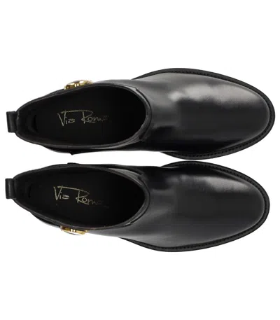 Via Roma 15 Santa Monica Black Ankle Boot With Buttons In Black