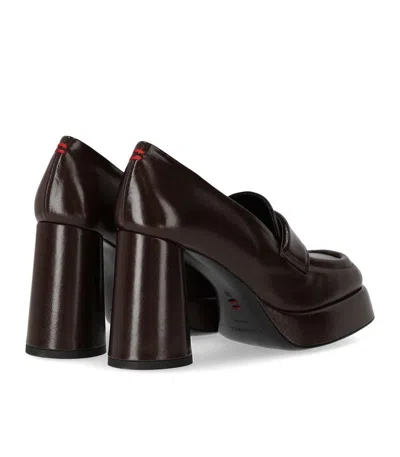 Halmanera Glaze Dark Brown Heeled Loafer In Brown