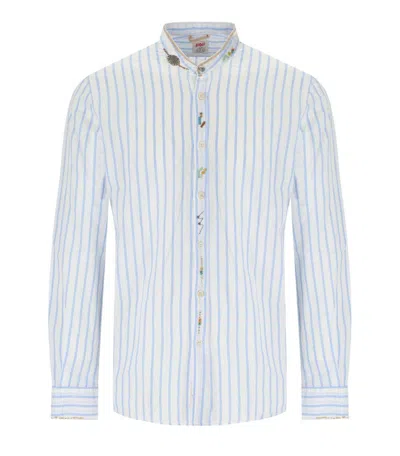 Bob Korea White Light Blue Striped Shirt