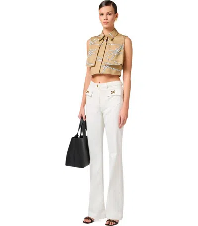 Elisabetta Franchi Ivory Cotton Jeans In White