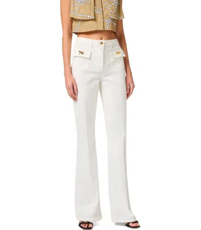 Elisabetta Franchi Ivory Cotton Jeans In White