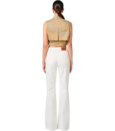Elisabetta Franchi Ivory Cotton Jeans In White