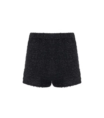 Elisabetta Franchi Tweed Shorts With Logo Chain In Black