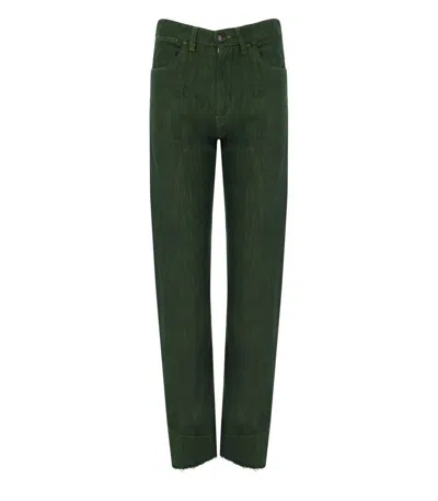 White Sand Isabel Green Jeans In Green
