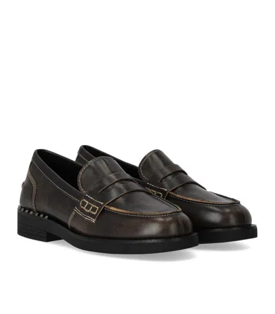 Ash Winona Dark Brown Loafer In Multi