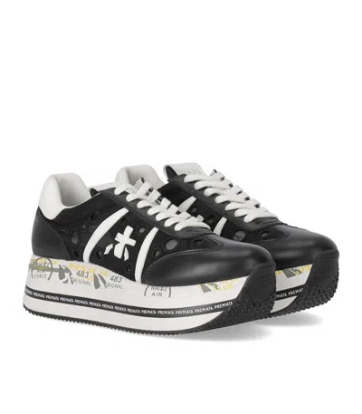 Premiata Beth Sneakers In Black Leather And Fabric In Black