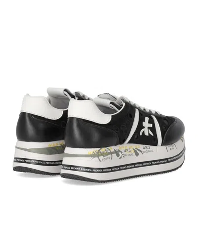 Premiata Beth Sneakers In Black Leather And Fabric In Black