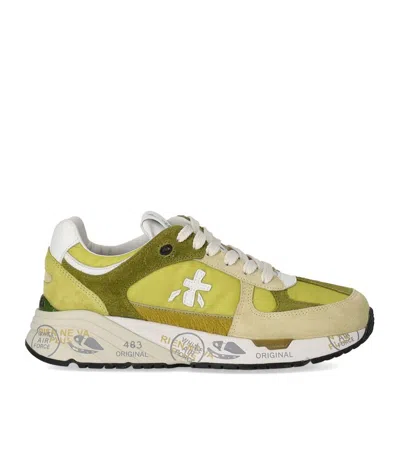 Premiata Mased 7398 Sneaker With Green Suede Accents In Green