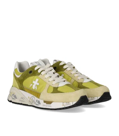 Premiata Mased 7398 Sneaker With Green Suede Accents In Green