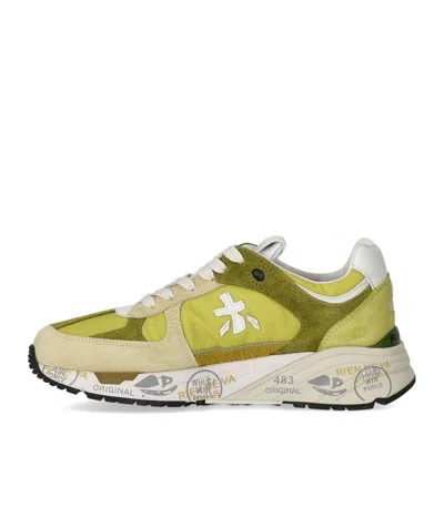 Premiata Mased 7398 Sneaker With Green Suede Accents In Green