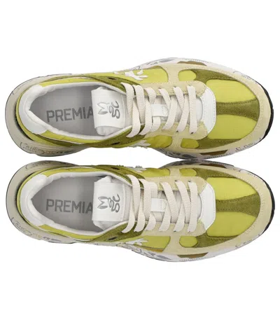 Premiata Mased 7398 Sneaker With Green Suede Accents In Green