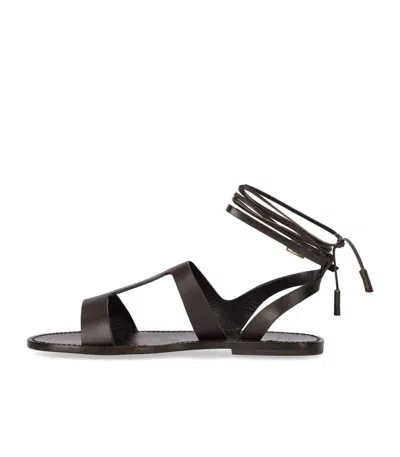 Weekend Max Mara Lemma Brown Flat Sandal In Black
