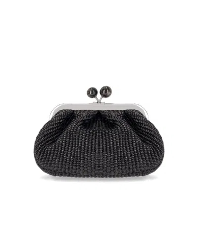 Weekend Max Mara Pasticcino Palmas Small Black Clutch Bag