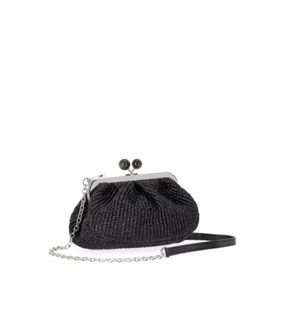 Weekend Max Mara Pasticcino Palmas Small Black Clutch Bag