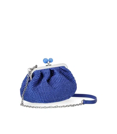 Weekend Max Mara Pasticcino Palmas Small Blue Clutch Bag
