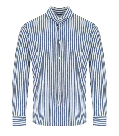 Archivium White Blue Linen Effect Shirt