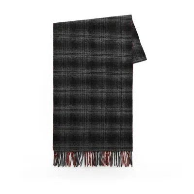 Woolrich Double Wool Check Grey Scarf In Gray