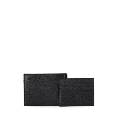 Emporio Armani Black Wallet+card Holder Set In Black