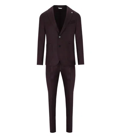 Manuel Ritz Burgundy Suit In Multi