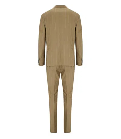 Manuel Ritz Beige Pinstripe Single-breasted Suit