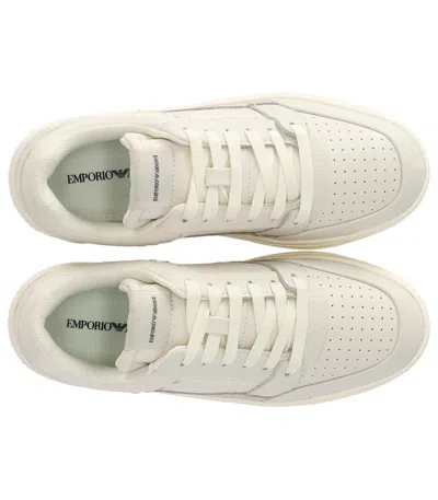Emporio Armani Basket Ivory Sneaker In Transparent