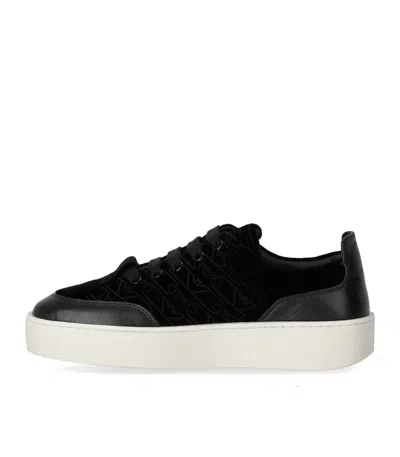 Emporio Armani Black Monogram Sneaker In Black